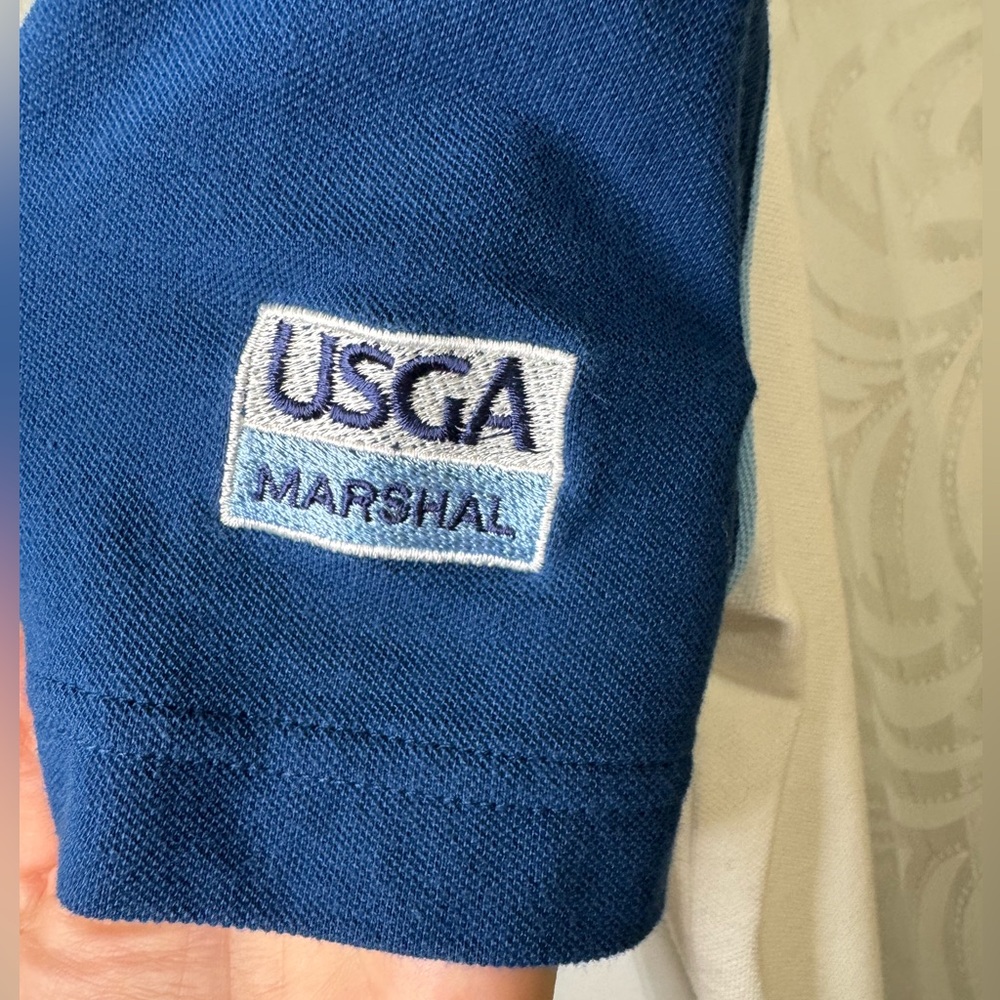 ⛳️ USGA Marshal Blue and White Polo Shirt US Open 2008 Torrey Pines Golf Logo - Picture 2 of 6